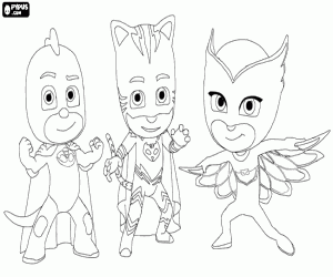 PJ Masks superheroes team coloring page