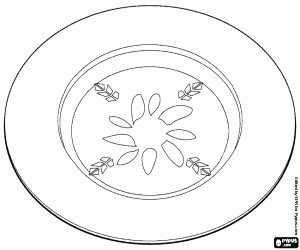 A plate with Christmas decoration coloring page