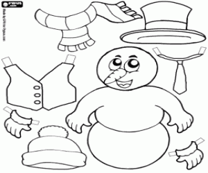 Play and dress up the snowman coloring page