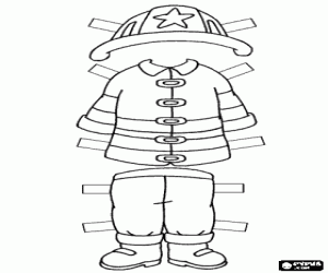 Play to dress up Caillou as a fireman coloring page