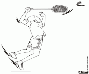 Player in a badminton game coloring page