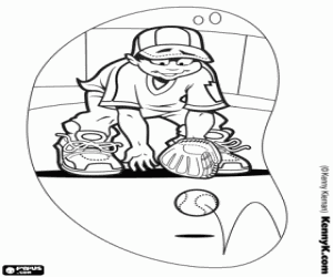 Player who catches the ball of baseball coloring page