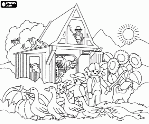 A Playmobil farm coloring page
