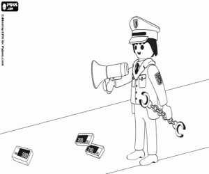 Playmobil's policeman and the theft coloring page