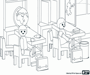 The Playmobil school children coloring page