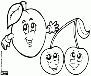 Plum and cherry coloring page