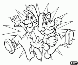 The plumbers of Mario and Luigi coloring page