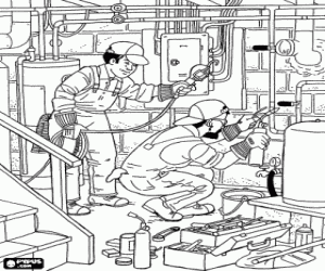 The plumbers in a welding coloring page