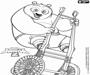 Po the panda on wheels coloring page