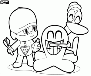 Pocoyo, Fred and the teeth coloring page
