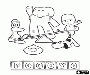 Pocoyo with his friends coloring page