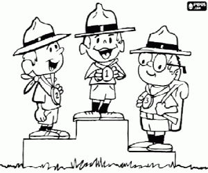 The podium of the scouts coloring page