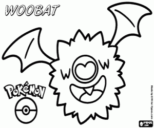 The pokemon bat Woobat coloring page
