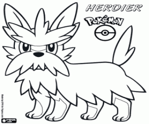 A pokemon dog, Herdier coloring page