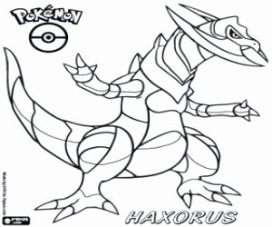 A Pokemon dragon, Haxorus coloring page