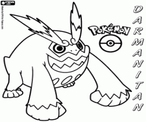 A Pokémon of fire, Darmanitan coloring page