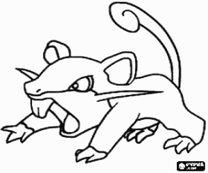 A Pokémon rat Rattata coloring page
