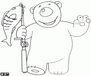 The polar bear Poby has gone fishing coloring page