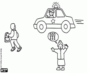 The police in action against a thief coloring page