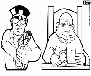 The police and the judge coloring page