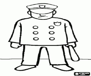 A police officer with a baton coloring page