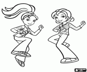 Polly and a friend are dancing coloring page