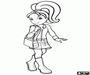 Polly with miniskirt and boots coloring page