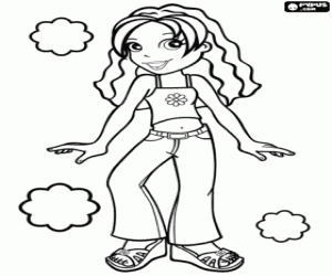 Polly Pocket girl in summer clothes coloring page
