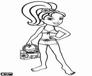Polly Pocket goes to the beach coloring page