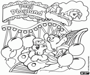 Pony Playland's roller coaster coloring page