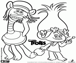 Poppy beside Cooper coloring page