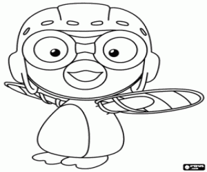 Pororo the penguin wants to fly coloring page