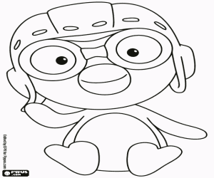 Pororo sitting on the floor coloring page