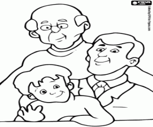 Portrait of grandpa,son and grandson coloring page