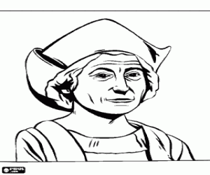 Portrait of Christopher Columbus coloring page