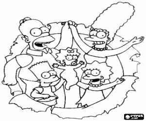 A portrait of Simpsons family coloring page