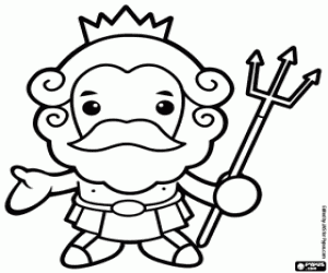 Poseidon or Neptune, the god of the sea coloring page