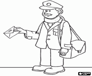 A postman in the mail's distribution coloring page