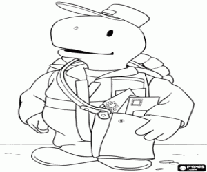 The postman, the turtle George coloring page