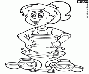 The potter works with potter's wheel  coloring page
