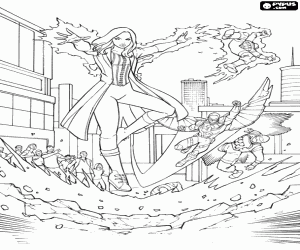 The powerful Scarlet Witch coloring page