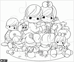 A Precious Moments puzzle coloring page