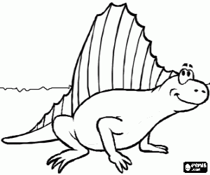 A prehistoric animal, Dimetrodon coloring page