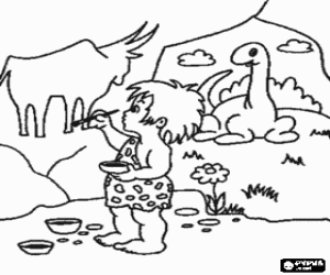 A prehistoric artist coloring page