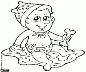 Prehistoric baby coloring page