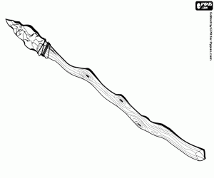 Prehistoric hunting spear coloring page