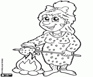 Prehistoric woman coloring page