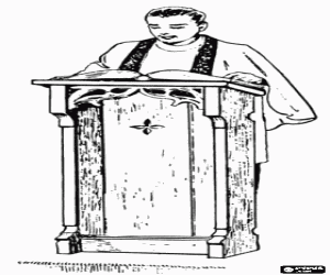 Priest behind the lectern coloring page