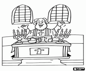The priest during the Mass coloring page