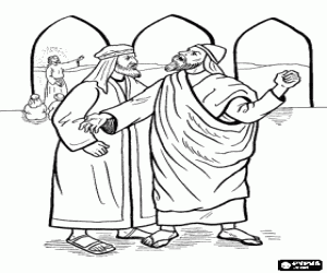 The priests are angry with Jesus coloring page